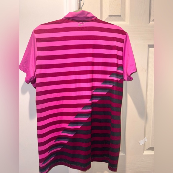 Nike Women's Pink and Black Striped Polo Shirt - Picture 4 of 5